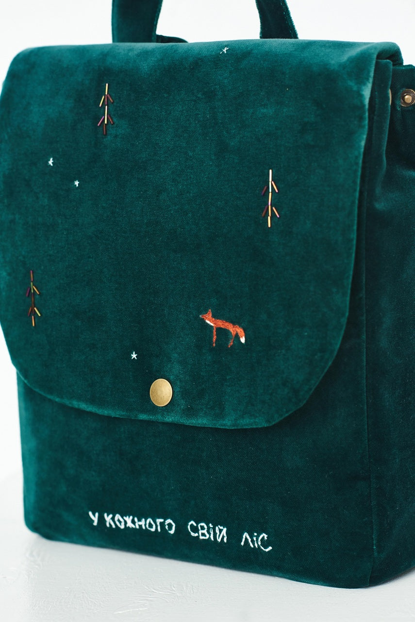 Backpack "Everyone has their own forest" in green