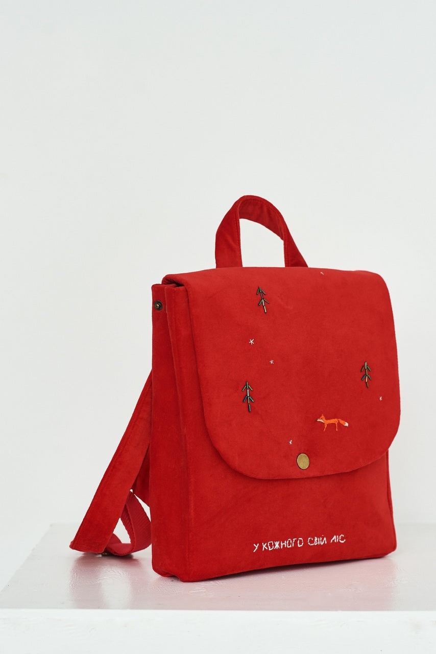 Backpack "Everyone has their own forest" in red